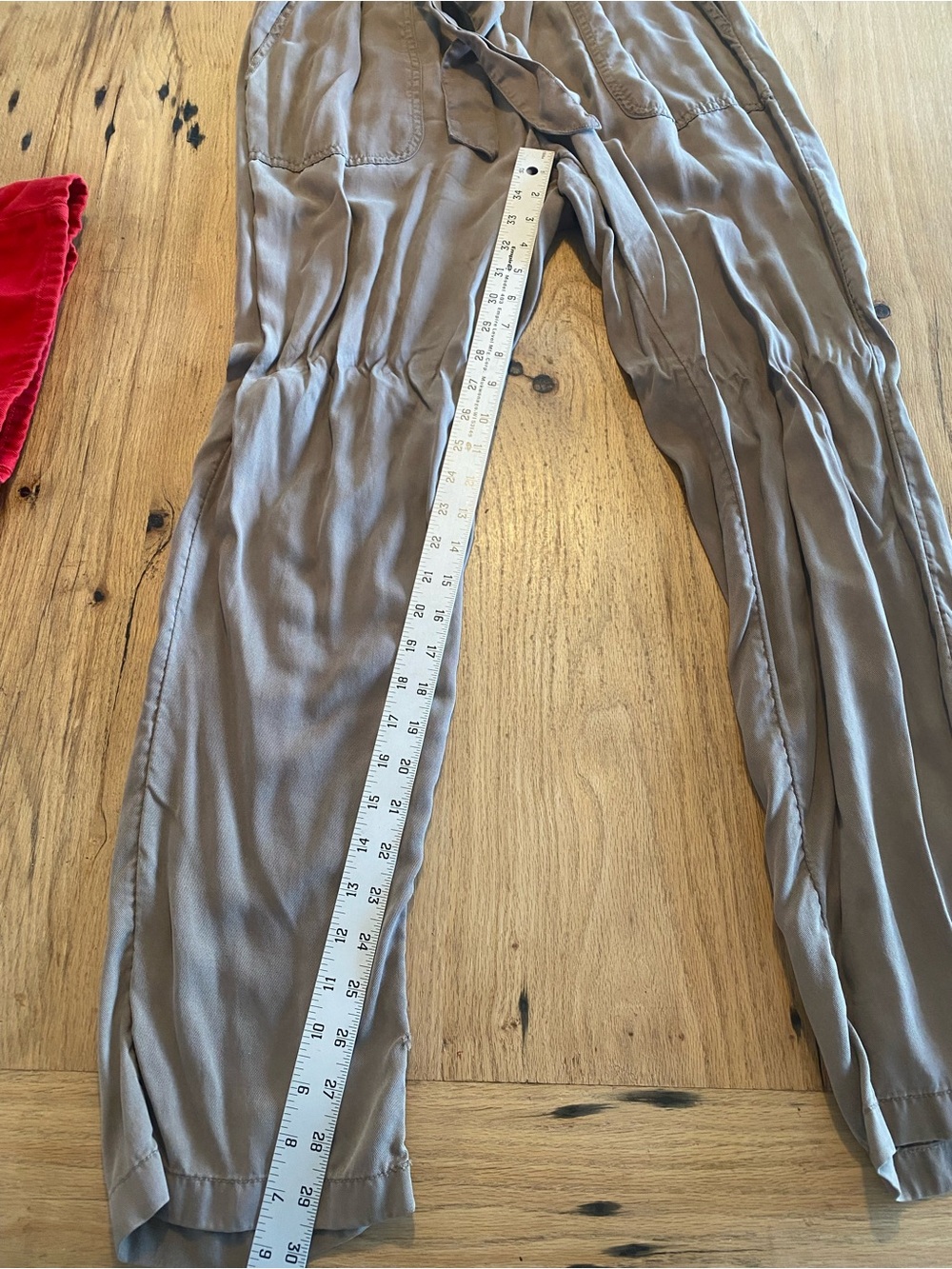 Cynthia Rowley Women's Taupe Drawstring Linen Relaxed Pants Large - Picture 5 of 7